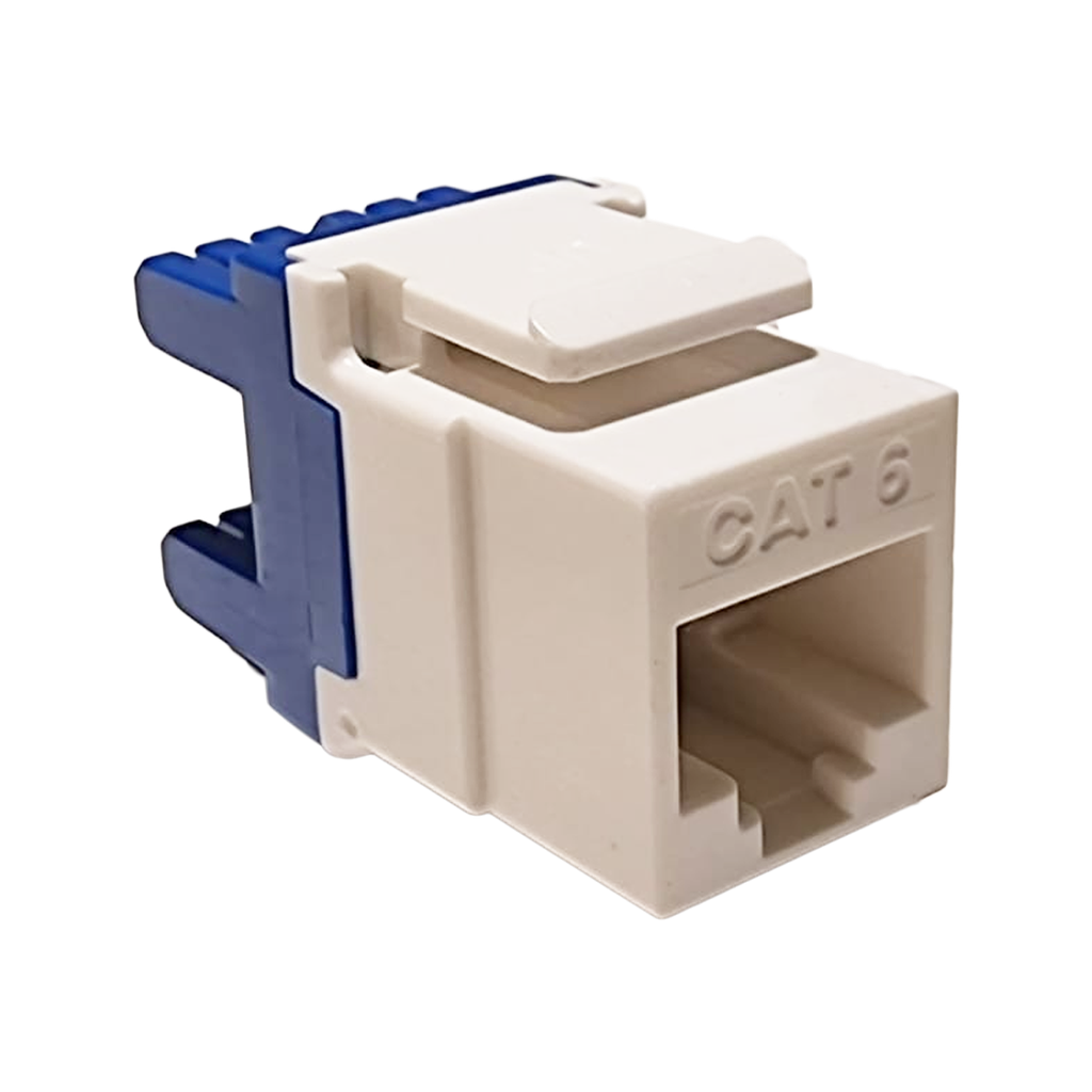 Conector De Dado CAT6 UTP de 180 grados, color blanco + azul SPRYWIRE