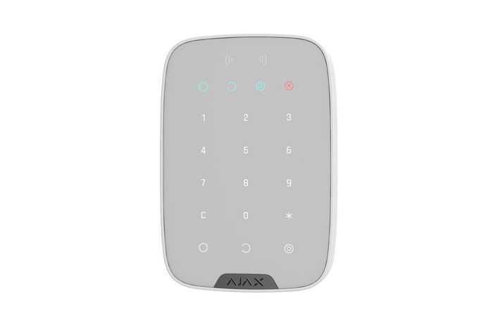 Teclado táctil inalámbrico compatible con tarjetas y llaveros cifrados Ajax. Keypad plus color blanco