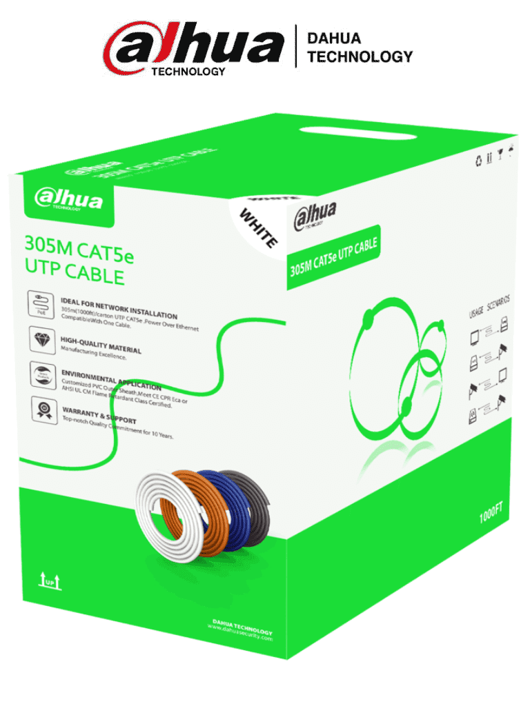 BOBINA DE CABLE INTERIOR CAT5e, C/BLANCO *DAHUA*