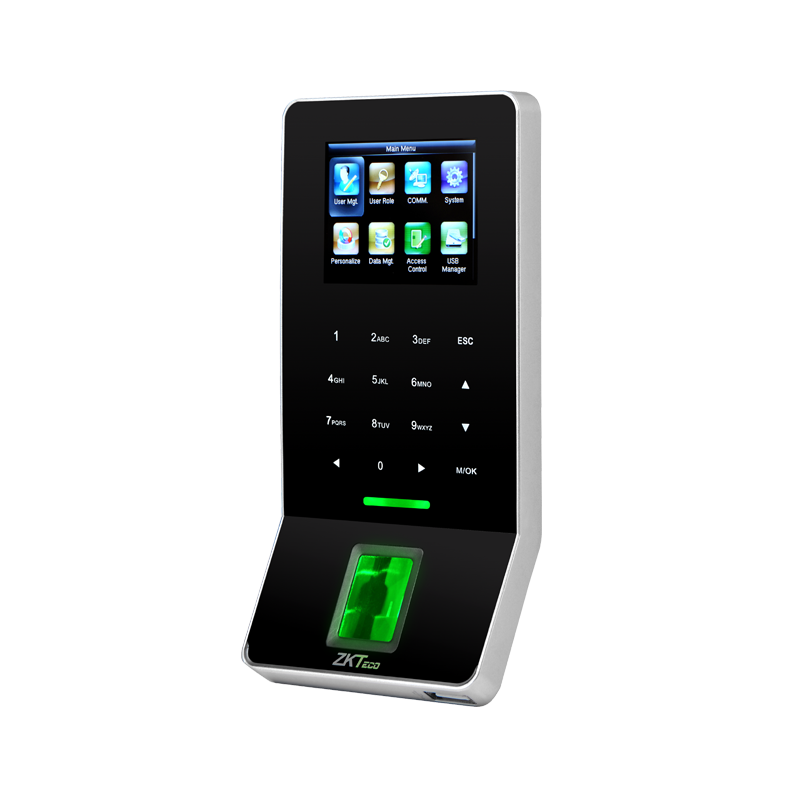 Terminal biométrica ultradelgada marca ZKTeco para control de acceso y gestión de asistencia